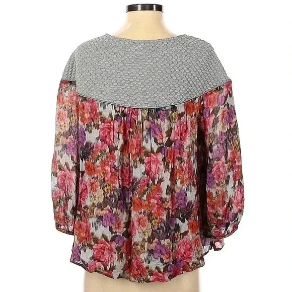 Anthropologie | Weston | Wool Blend Long Sleeve Boho Floral Blouse Size Small S - Picture 3 of 8